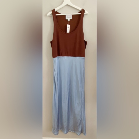 Mare Mare x Anthropologie Knit Slip Twofer Tank Dress SIZE XL NEW blue brown nwt - Picture 5 of 6